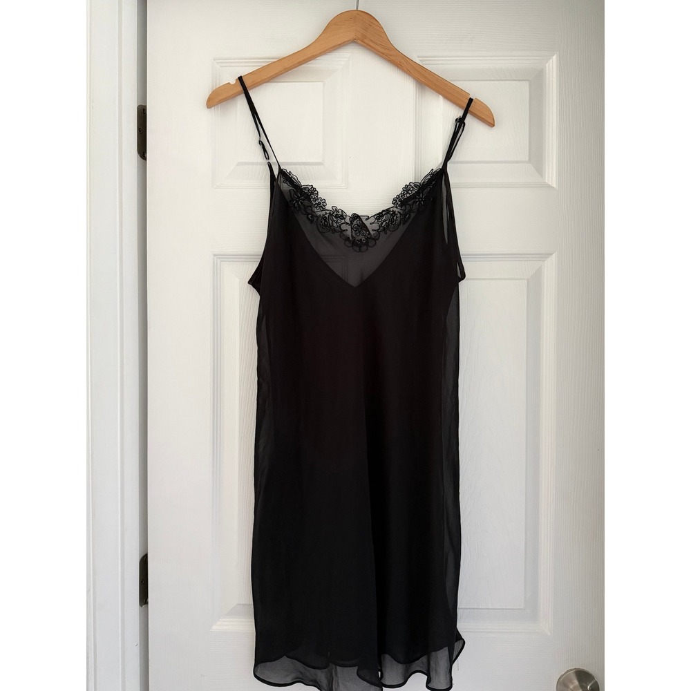 Womens Sheer Whimsygoth Floral Beaded Black Slip